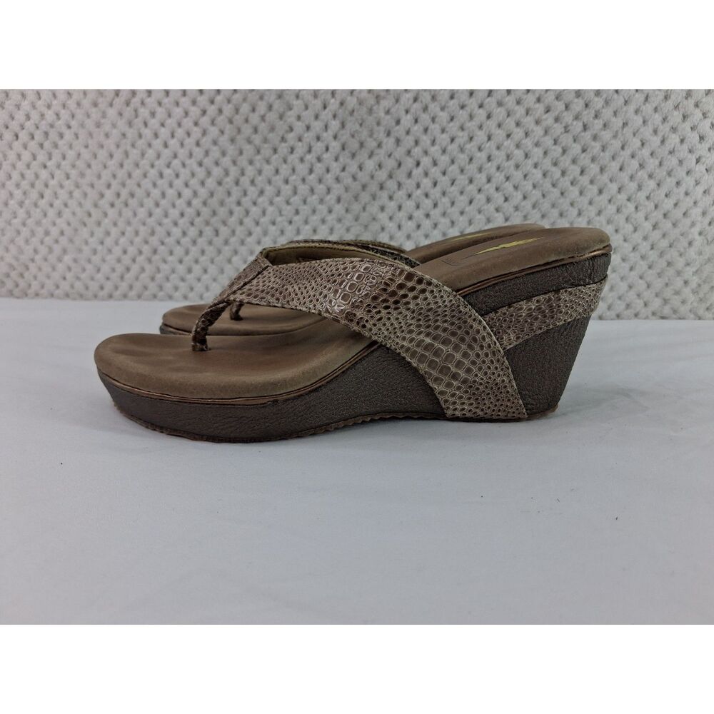 Volatile Platform Wedge Sandals Women's 8 Bronze Snakeskin Pattern